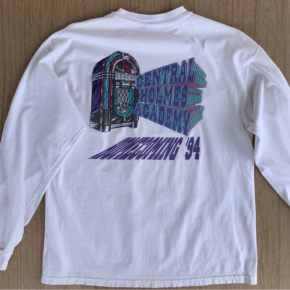 Vintage 90s Long Sleeve t-shirt Homecoming graphic Central Holmes Academy 1994 L
